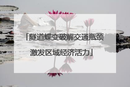 隧道蝶变破解交通瓶颈 激发区域经济活力