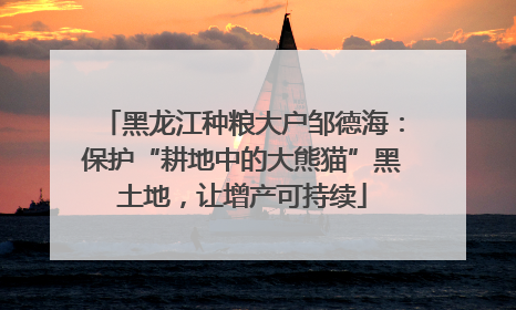 黑龙江种粮大户邹德海：保护“耕地中的大熊猫”黑土地，让增产可持续