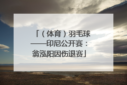 （体育）羽毛球——印尼公开赛：翁泓阳因伤退赛